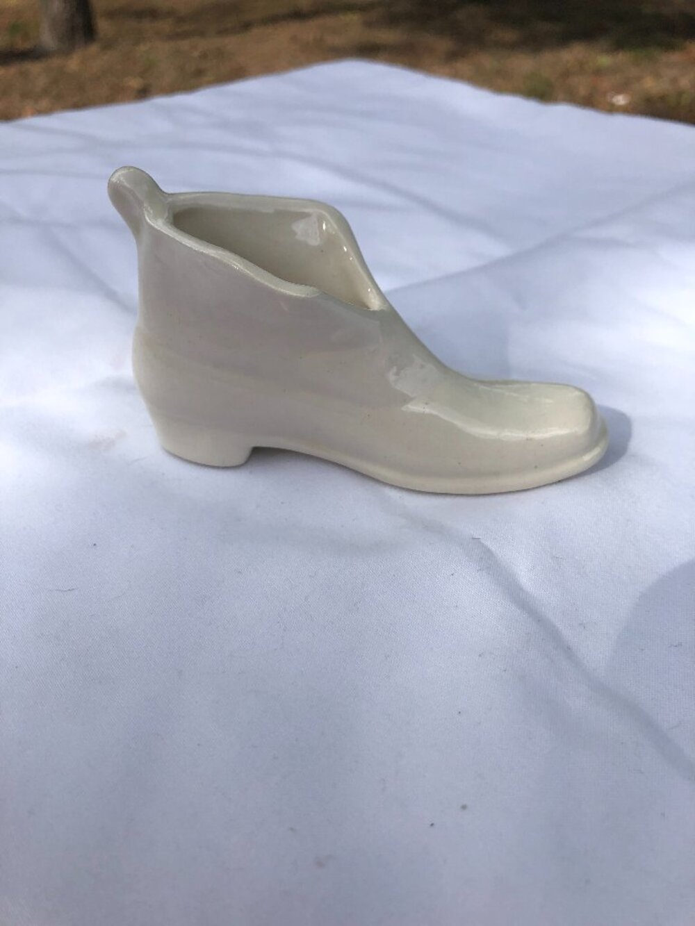 Vintage White Ceramic Miniature Shoe figurine